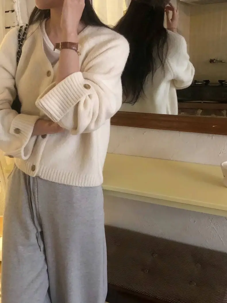울 감성 긴소매 니트 카디건 상세 이미지 10