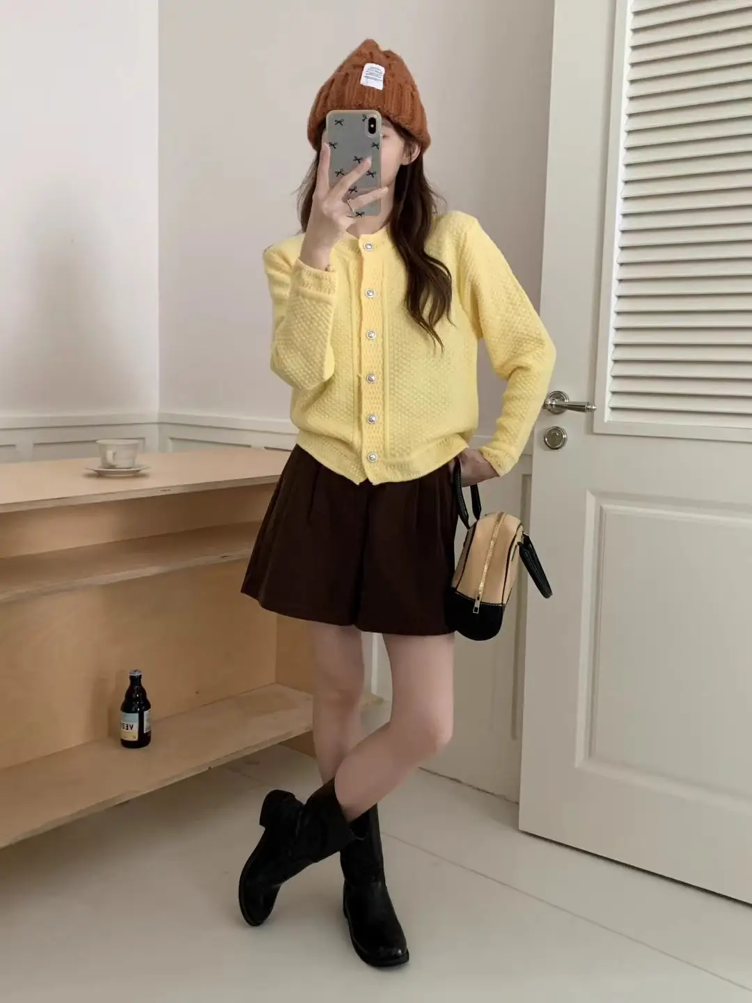 아카데미풍 긴소매 니트 카디건 상세 이미지 5