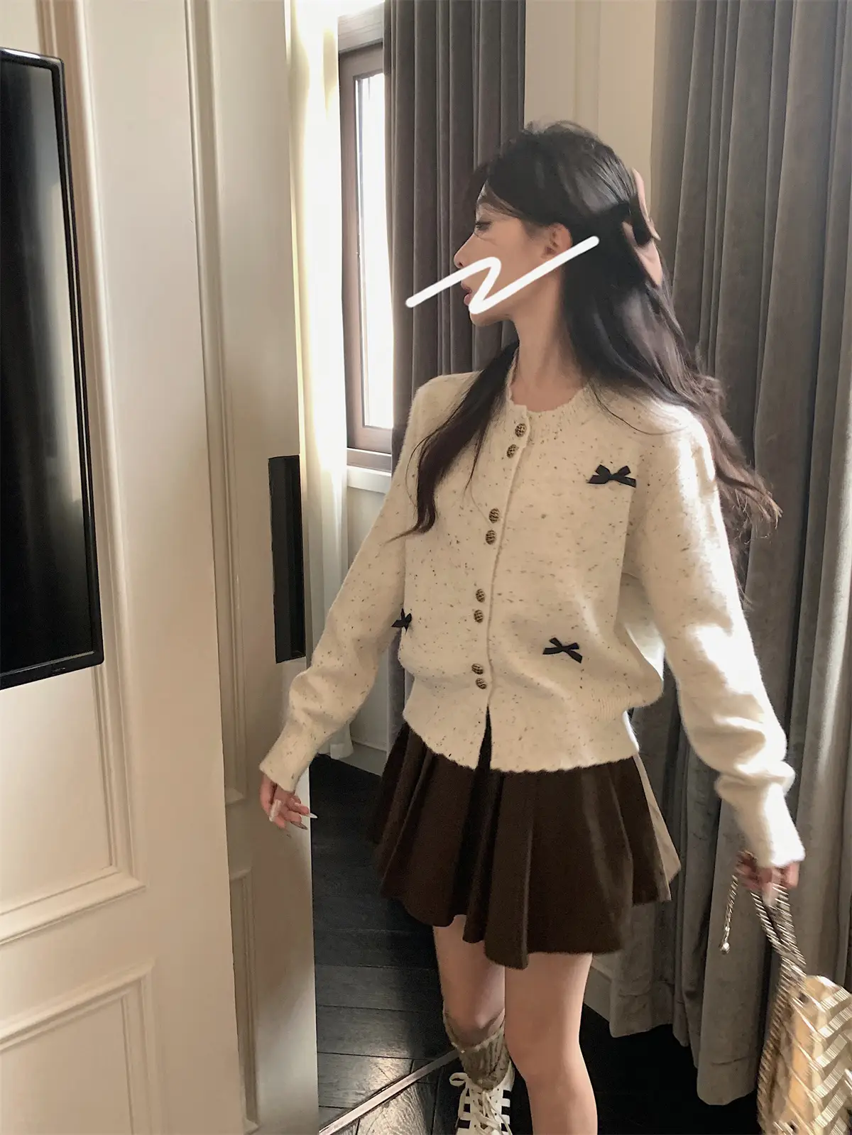 한국인기 리본 니트 가디건 상세 이미지 8