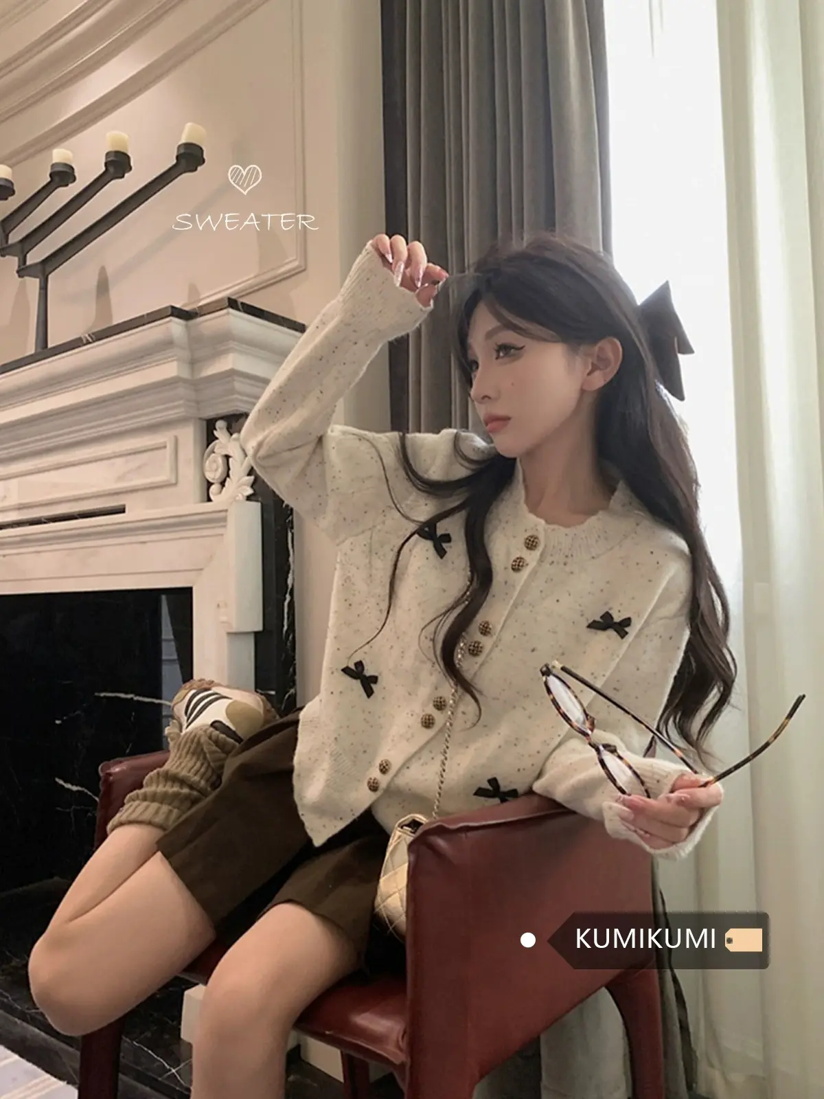 한국인기 리본 니트 가디건 상세 이미지 14