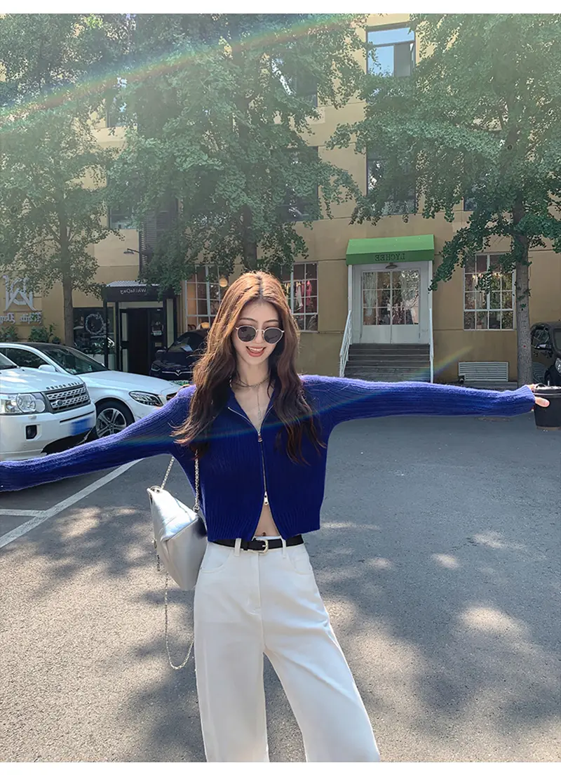듀얼 지퍼 후드 니트 카디건 상세 이미지 3