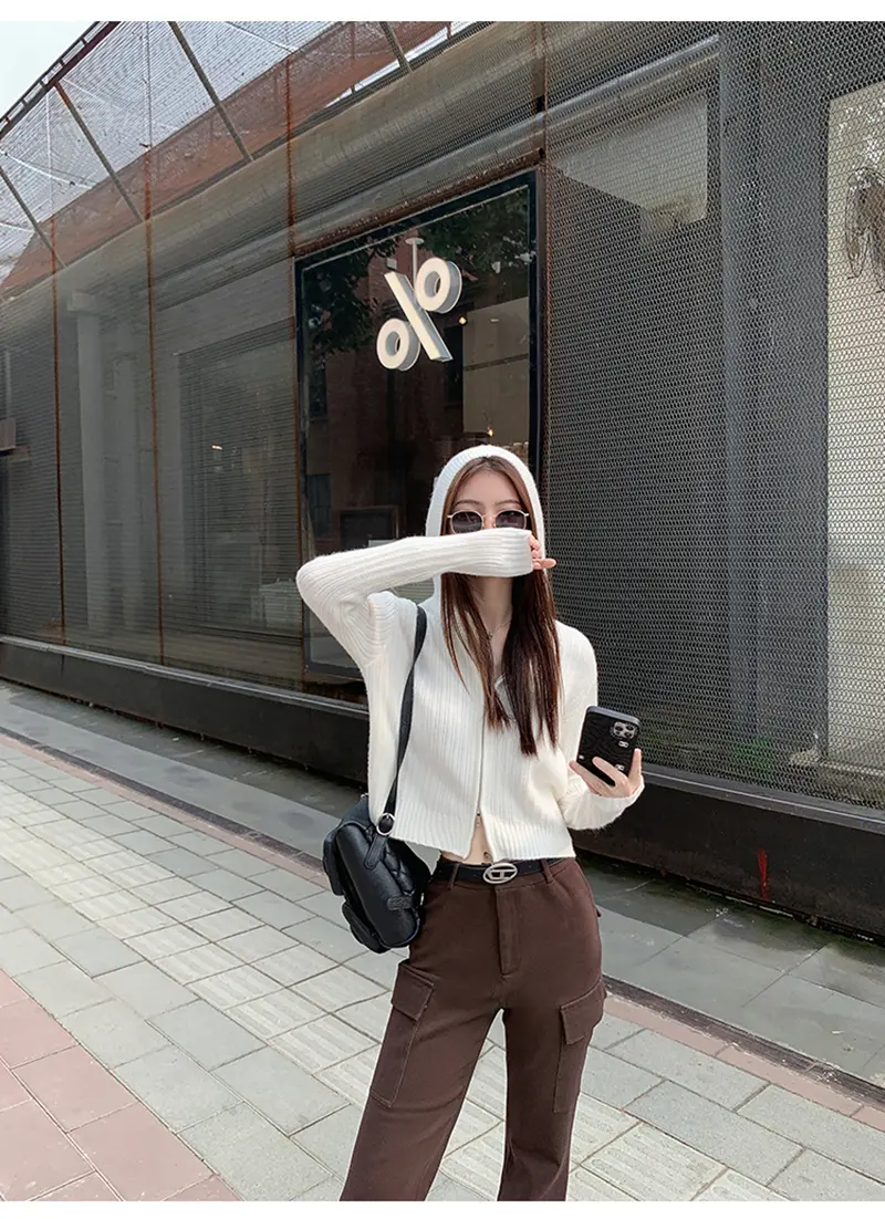 듀얼 지퍼 후드 니트 카디건 상세 이미지 10