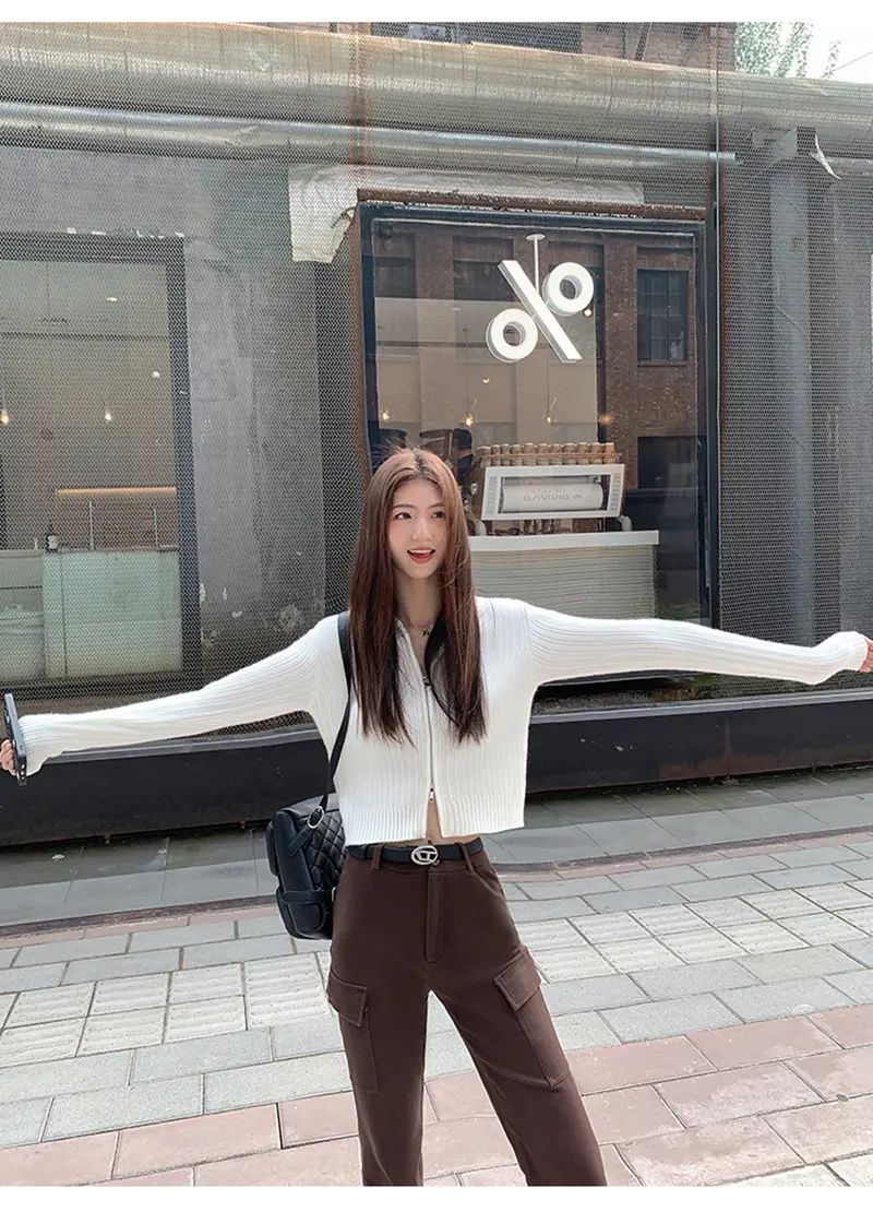 듀얼 지퍼 후드 니트 카디건 상세 이미지 11