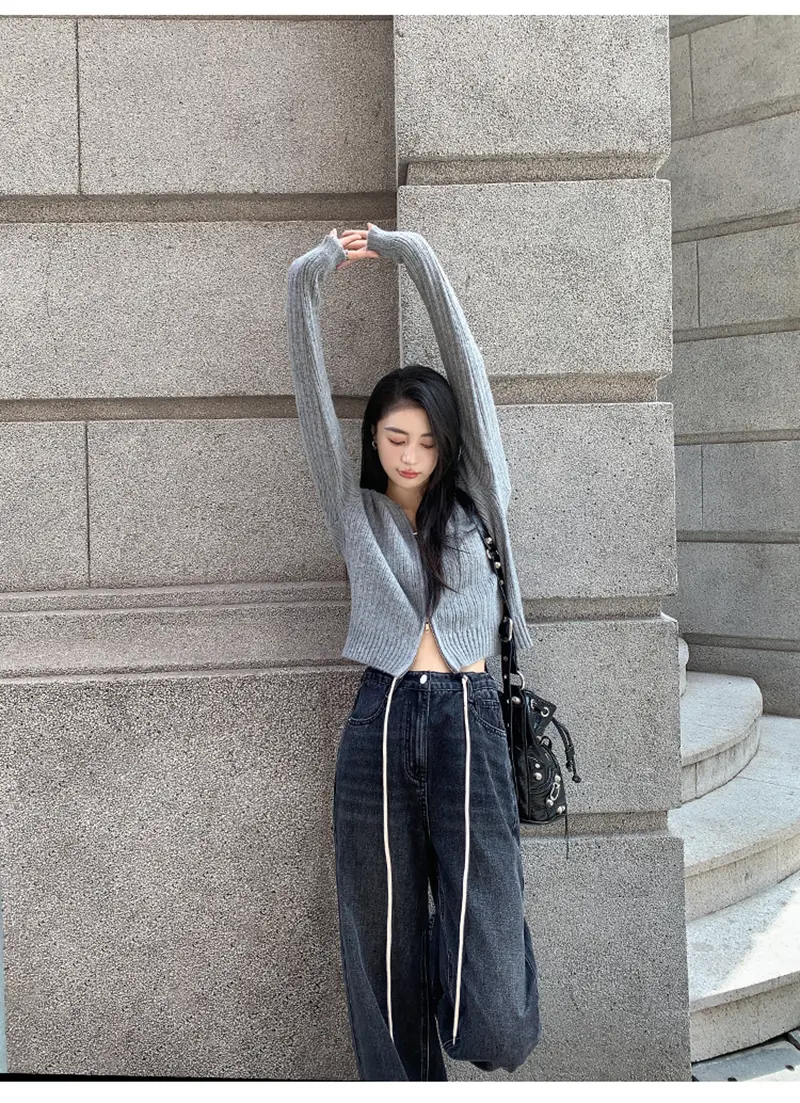듀얼 지퍼 후드 니트 카디건 상세 이미지 15