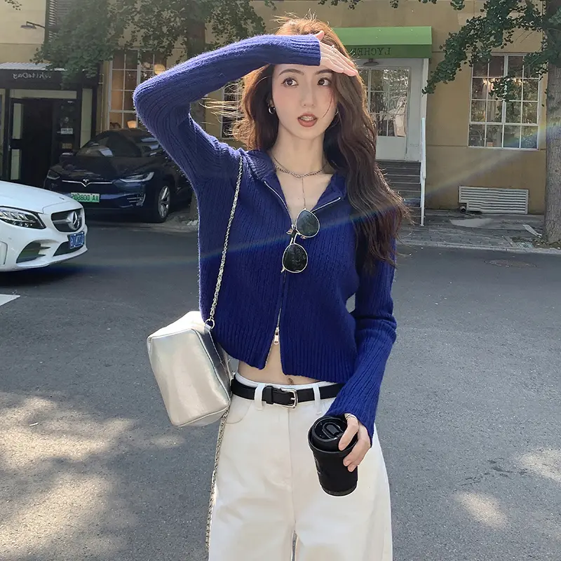 듀얼 지퍼 후드 니트 카디건 상세 이미지 19