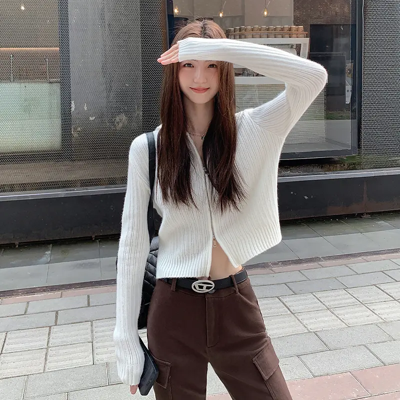 듀얼 지퍼 후드 니트 카디건 상세 이미지 20