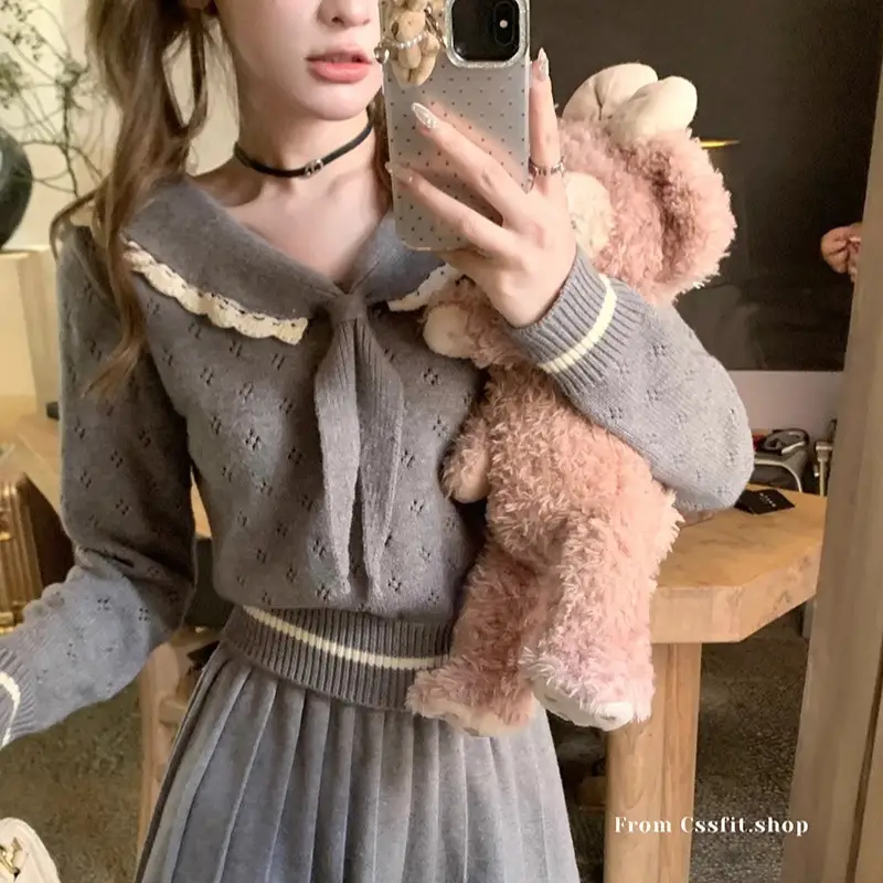 세일러 칼라 레이스 니트 상세 이미지 2