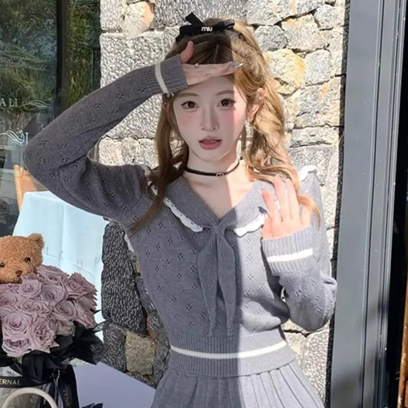 세일러 칼라 레이스 니트 상세 이미지 3
