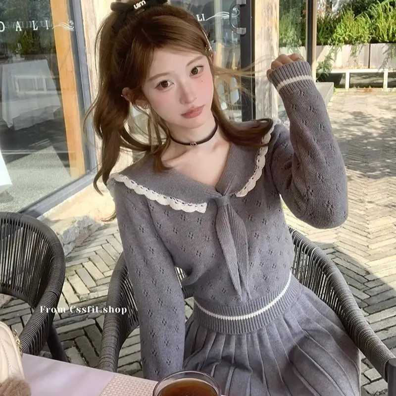 세일러 칼라 레이스 니트 상세 이미지 4