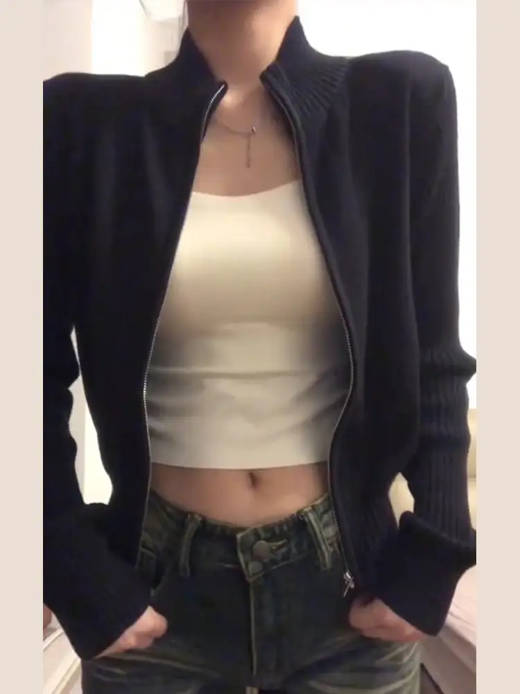 지퍼 니트 카디건 상세 이미지 2