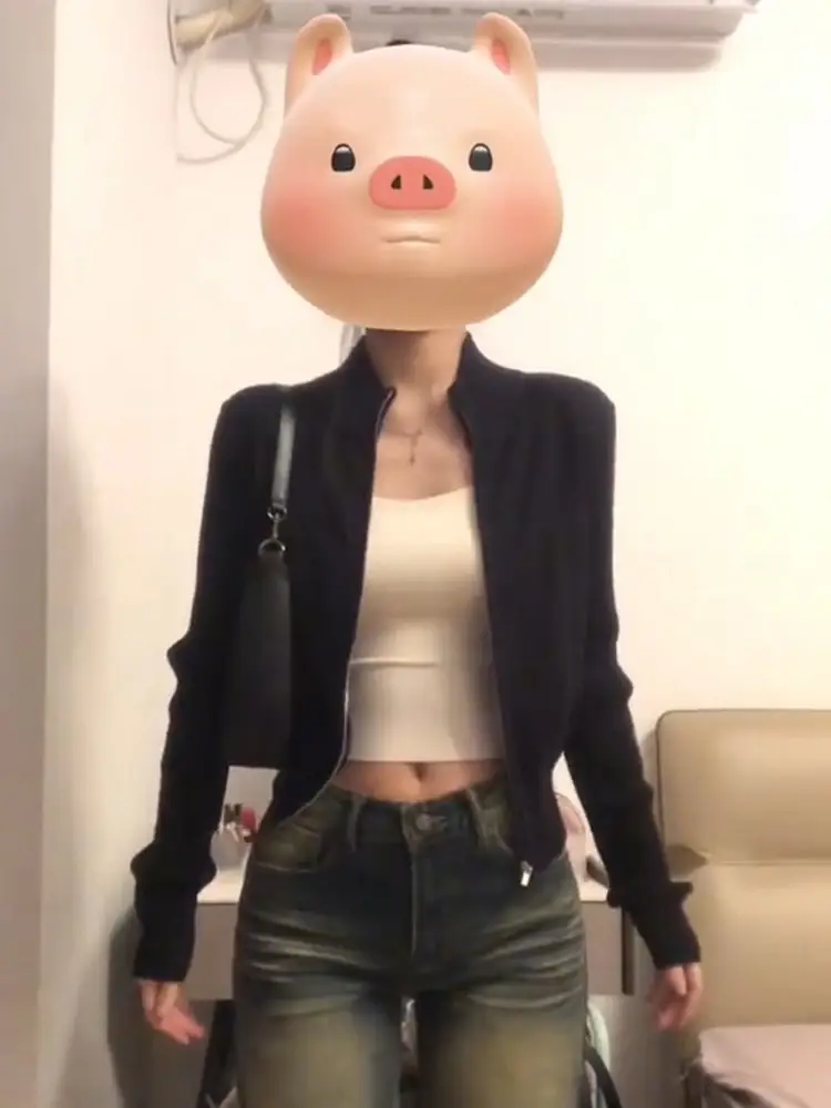 지퍼 니트 카디건 상세 이미지 3