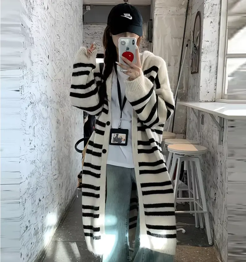 스트라이프 니트 카디건 상세 이미지 1