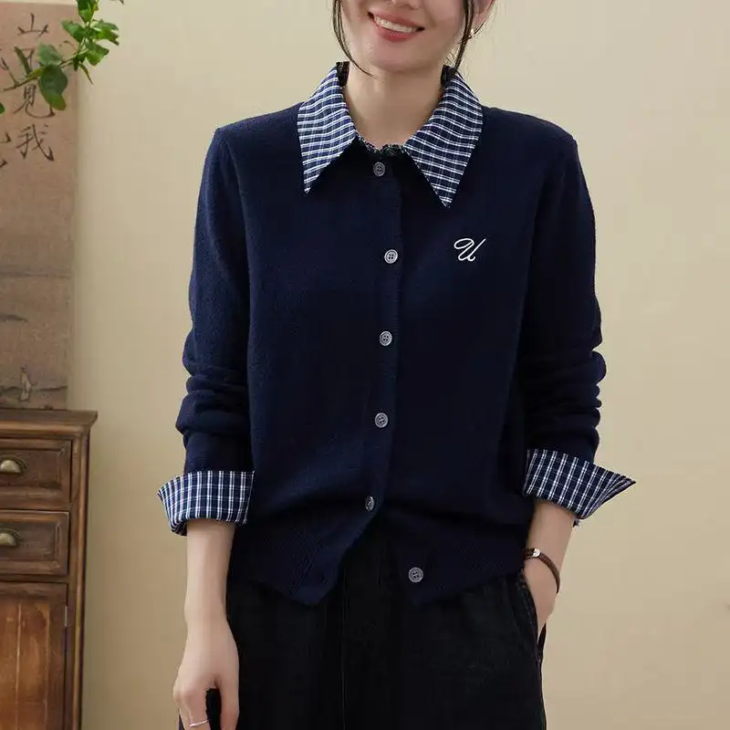 셔츠 칼라 레이어드 니트 카디건 상세 이미지 6