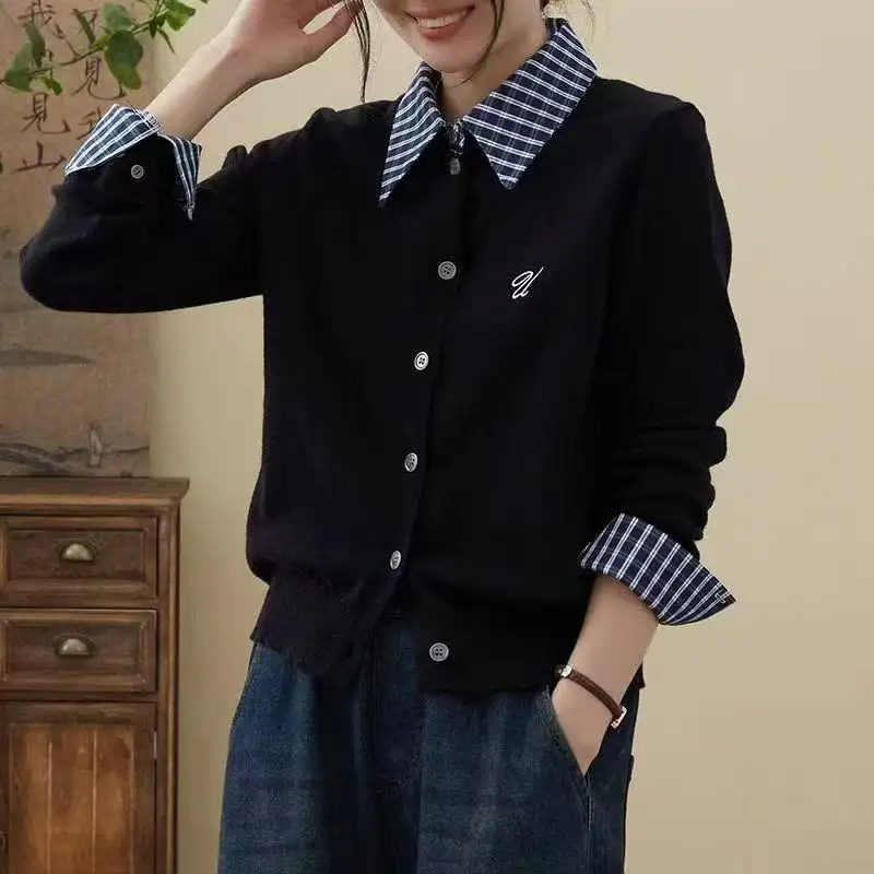 셔츠 칼라 레이어드 니트 카디건 상세 이미지 25