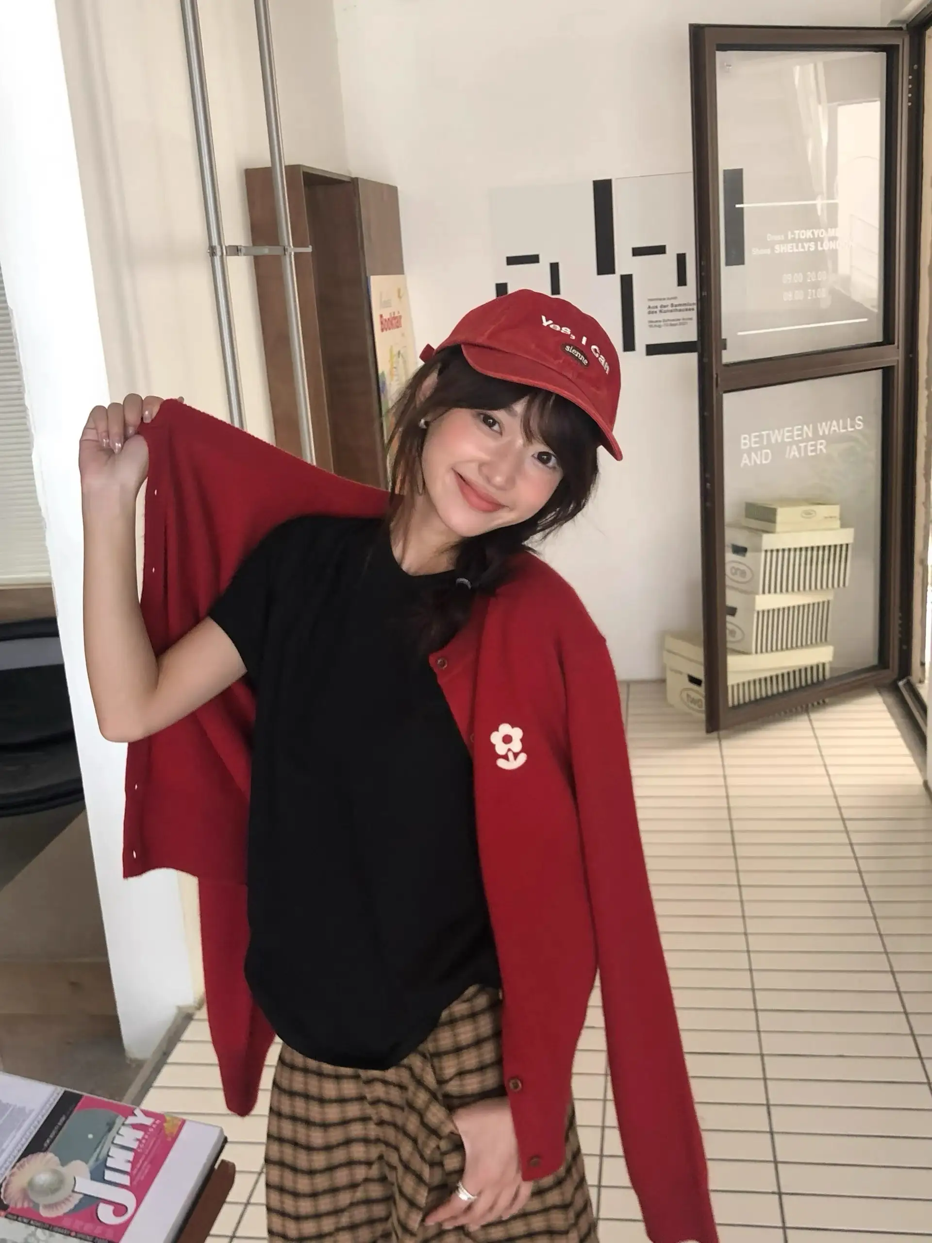 꽃 자수 울 니트 카디건 상세 이미지 3