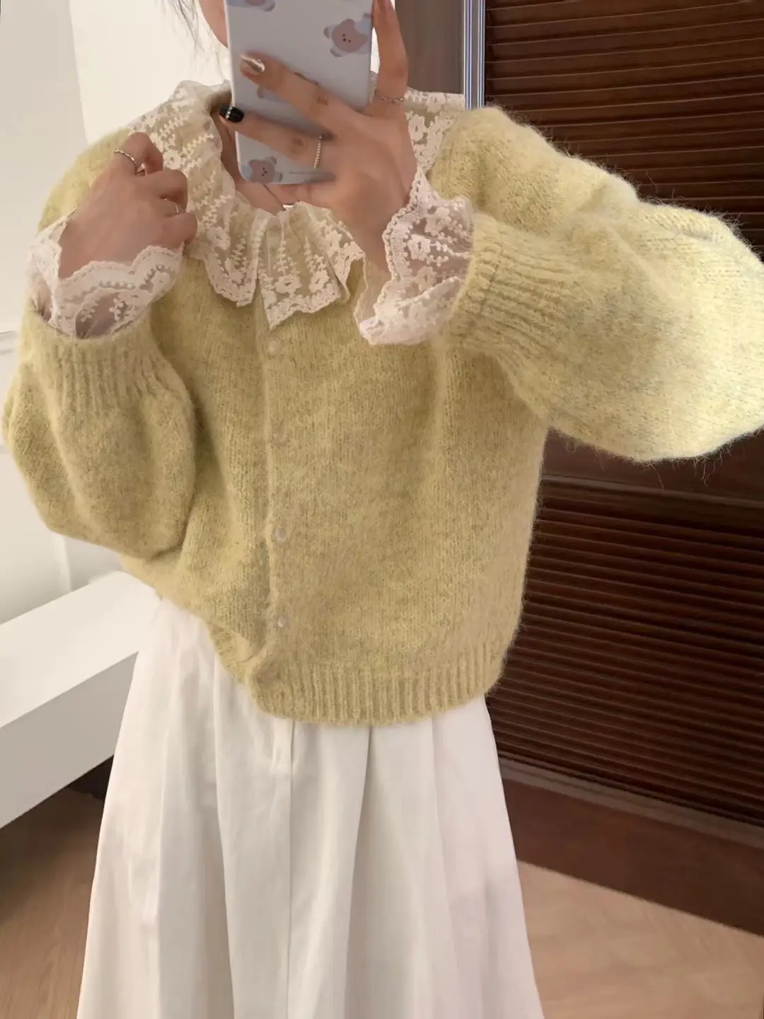 러블리 레이스 칼라 울 가디건 상세 이미지 1