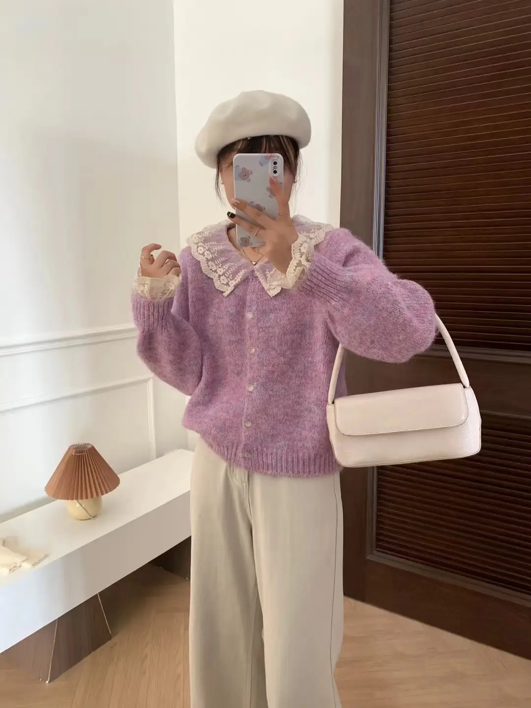 러블리 레이스 칼라 울 가디건 상세 이미지 3