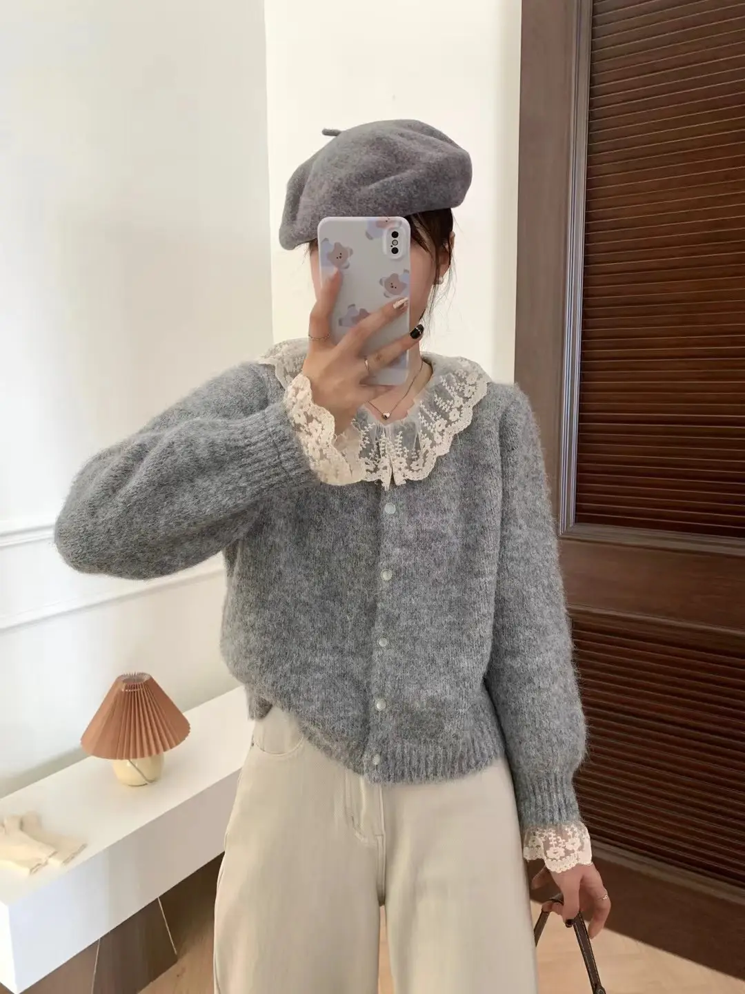 러블리 레이스 칼라 울 가디건 상세 이미지 4