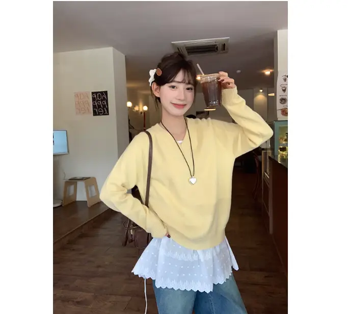 V넥 루즈핏 니트 상세 이미지 1