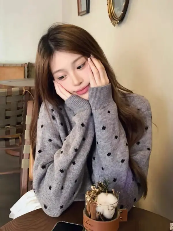 프렌치 도트 리본 타이 가디건 상세 이미지 4