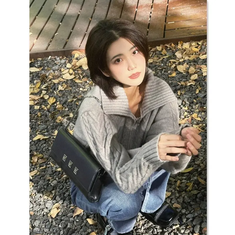 꽈배기 지퍼 니트 가디건 상세 이미지 4