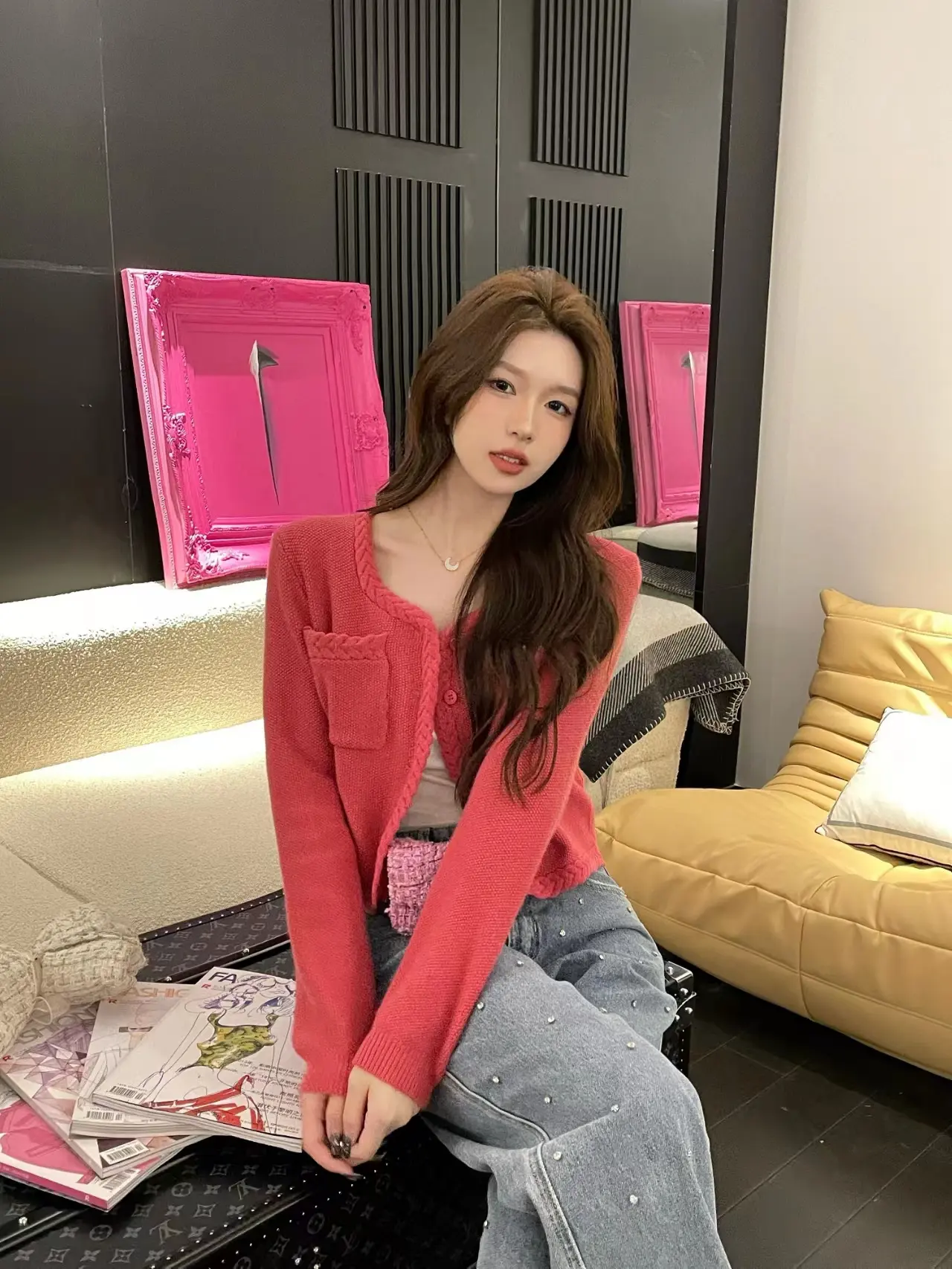 한국인기 샤넬풍 꽈배기 니트 가디건 상세 이미지 2