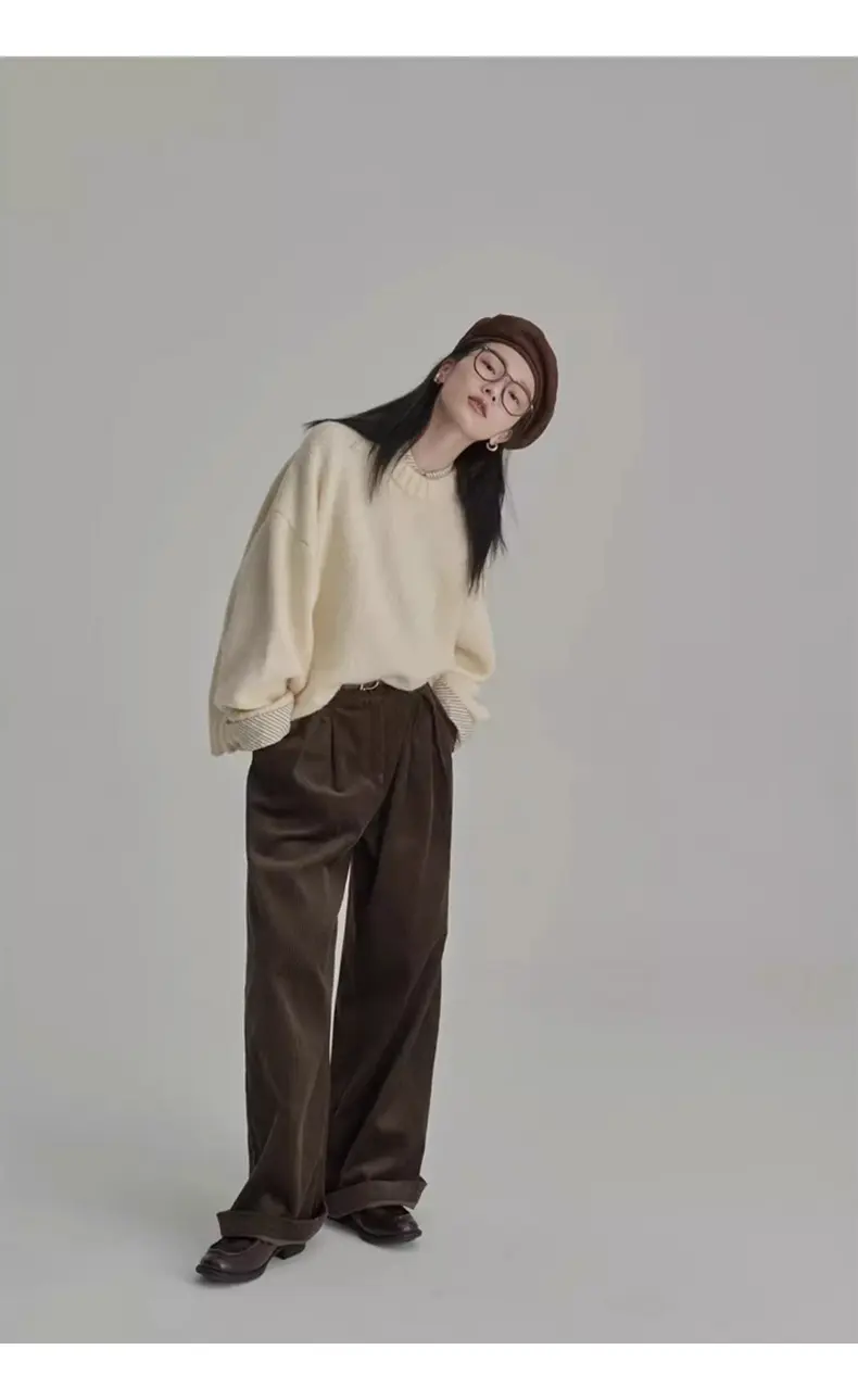 일본풍 빈티지 라운드넥 루즈 니트 상세 이미지 17