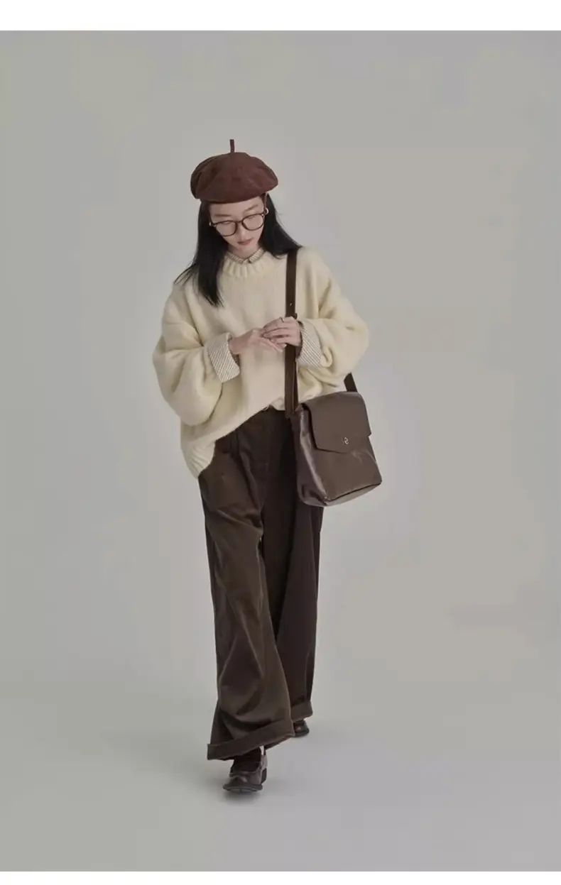 일본풍 빈티지 라운드넥 루즈 니트 상세 이미지 18