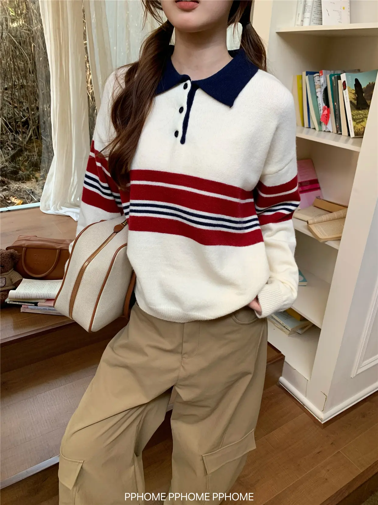 한국인기 레트로 자수 두툼 가디건 상세 이미지 3