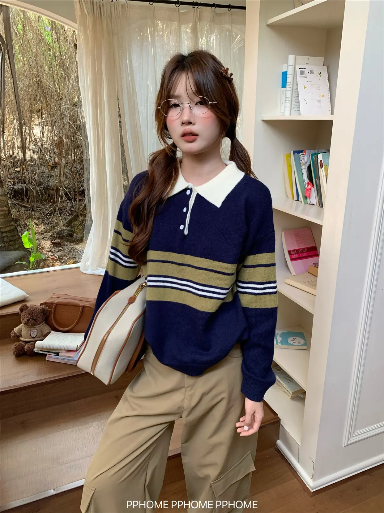 한국인기 레트로 자수 두툼 가디건 상세 이미지 5