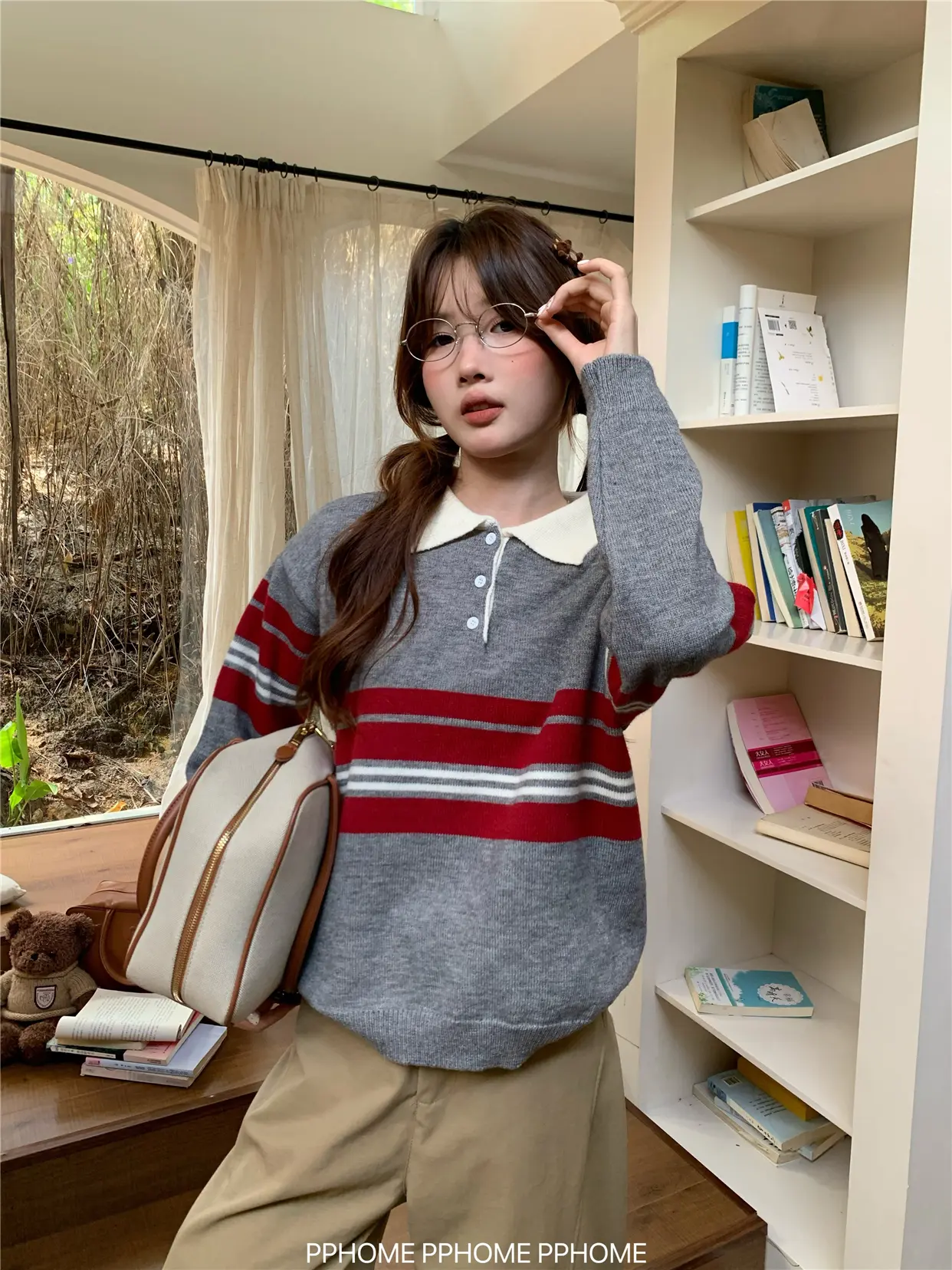 한국인기 레트로 자수 두툼 가디건 상세 이미지 7