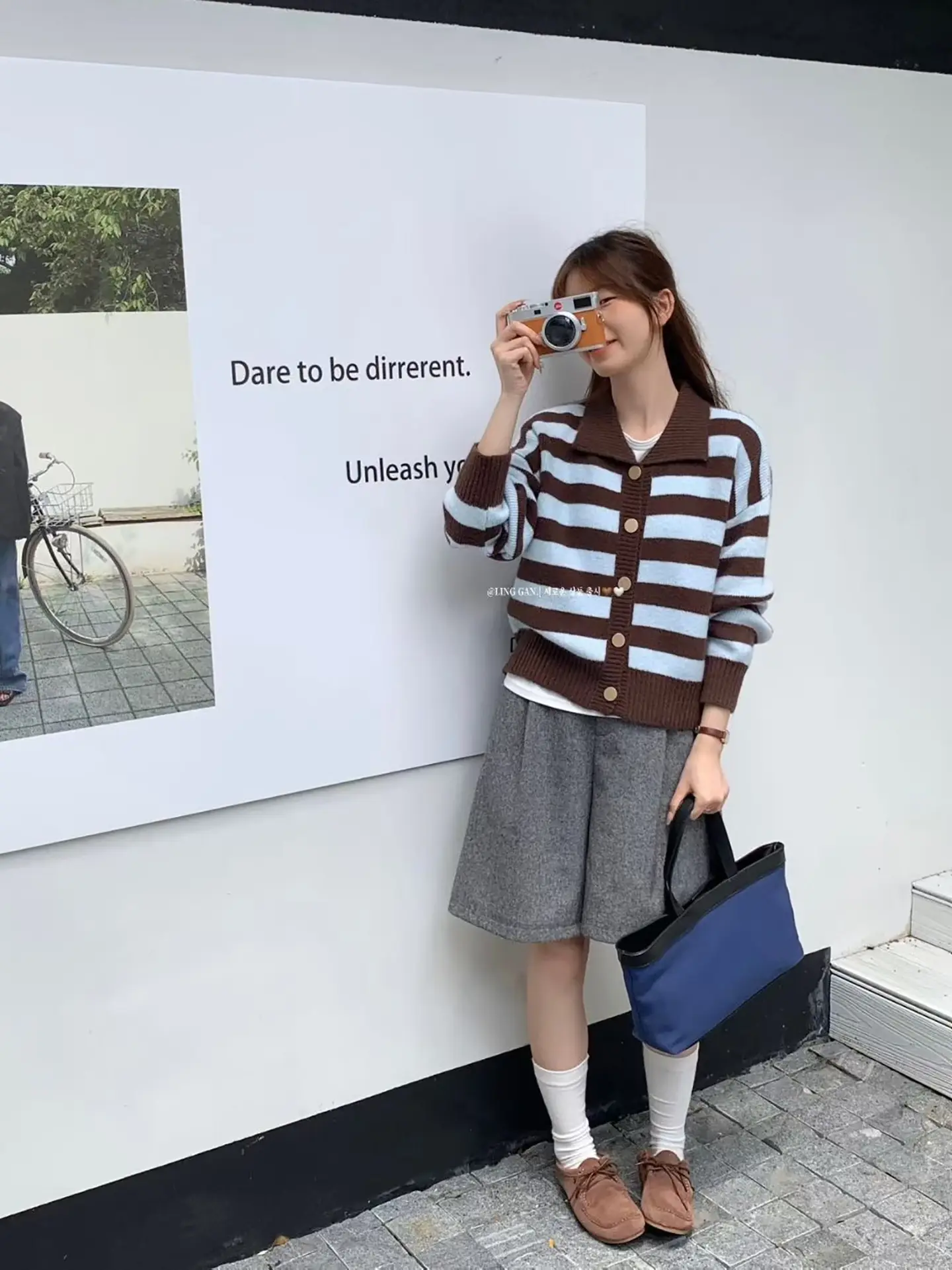 한국인기 폴드 칼라 스트라이프 가디건 상세 이미지 8