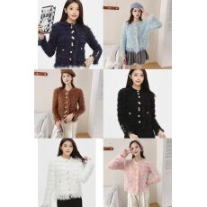 批发粉色条纹<b class='q'>马海毛</b>毛衣针织<b class='q'>开衫</b>女秋冬冬季软糯小个子短款外穿厚外套