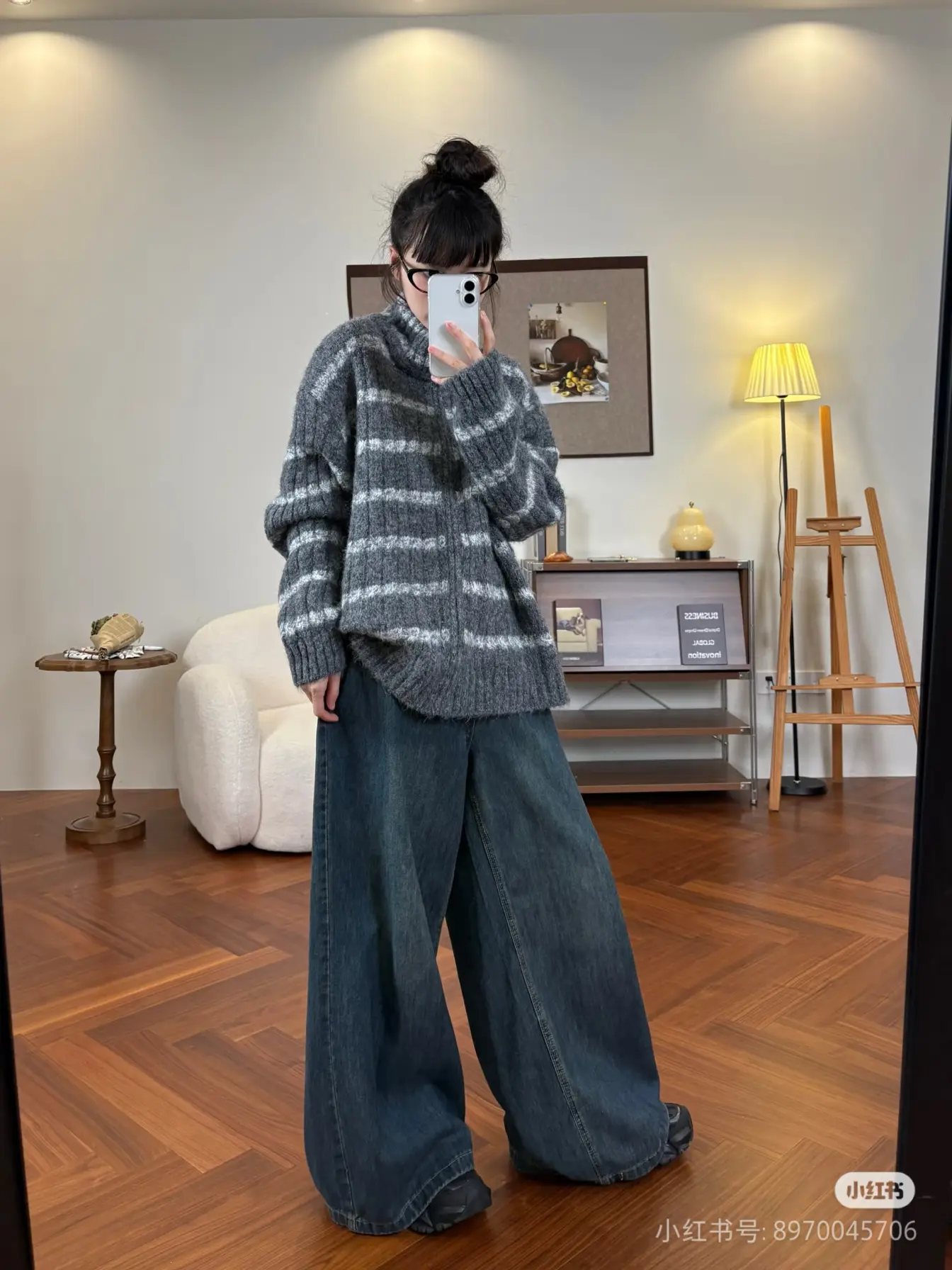 레트로 루즈핏 스트라이프 가디건 상세 이미지 10