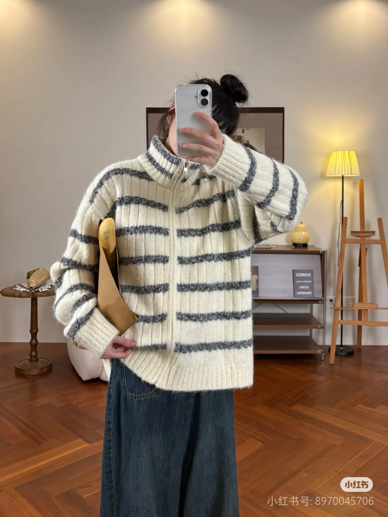 레트로 루즈핏 스트라이프 가디건 상세 이미지 17