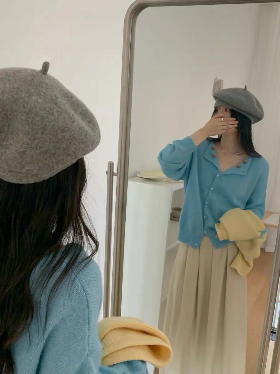 플라워 자수 폴드 칼라 가디건 상세 이미지 10