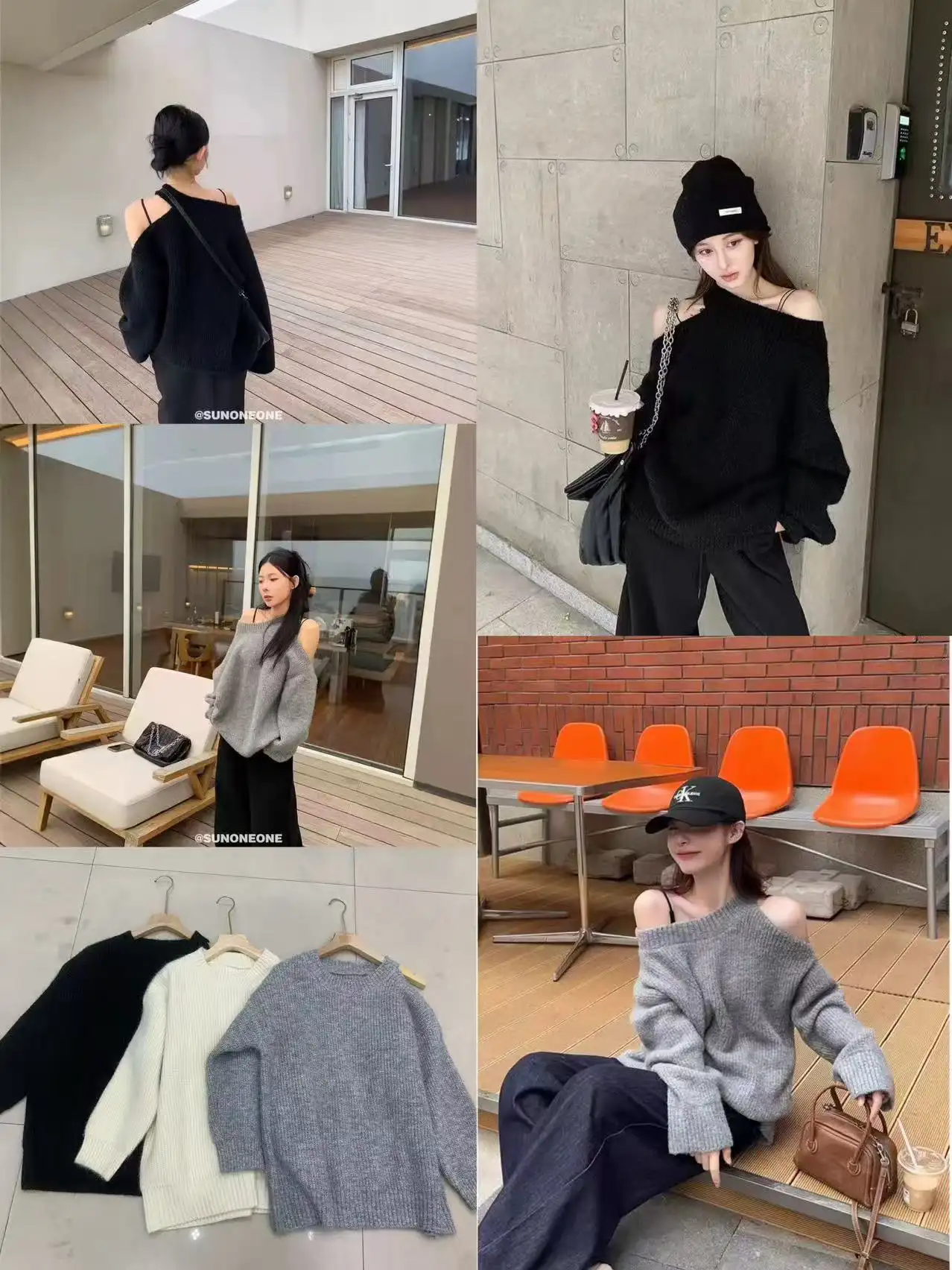 비대칭 오프숄더 루즈 니트 상세 이미지 6