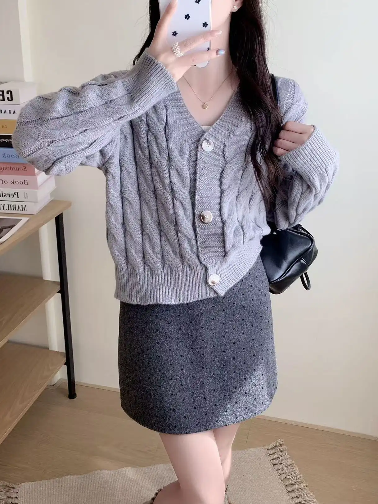 레트로 꽈배기 라운드넥 가디건 상세 이미지 4