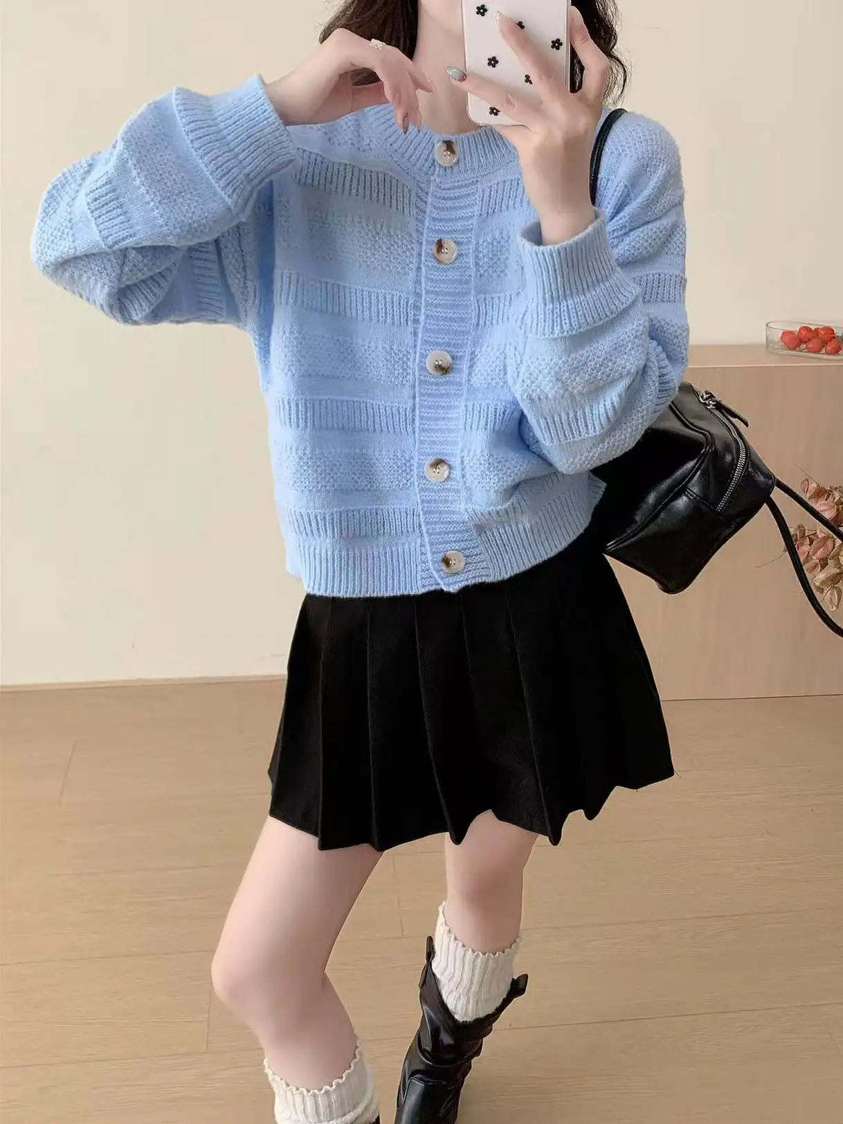 샤넬풍 가디건 니트 상세 이미지 1