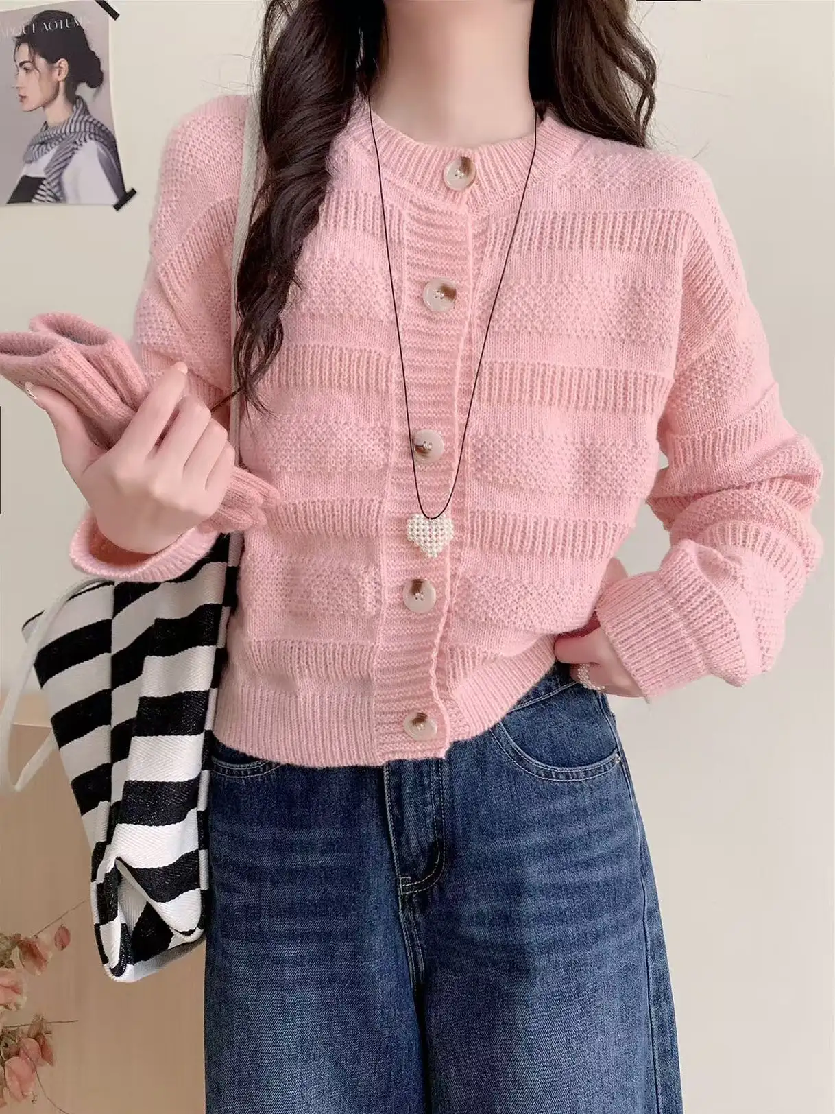 샤넬풍 가디건 니트 상세 이미지 3