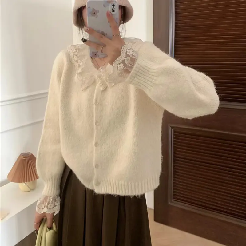 샤넬풍 레이스 칼라 니트 상세 이미지 2