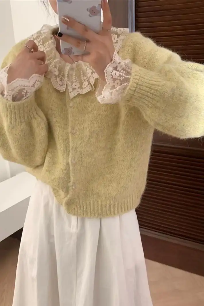 샤넬풍 레이스 칼라 니트 상세 이미지 4