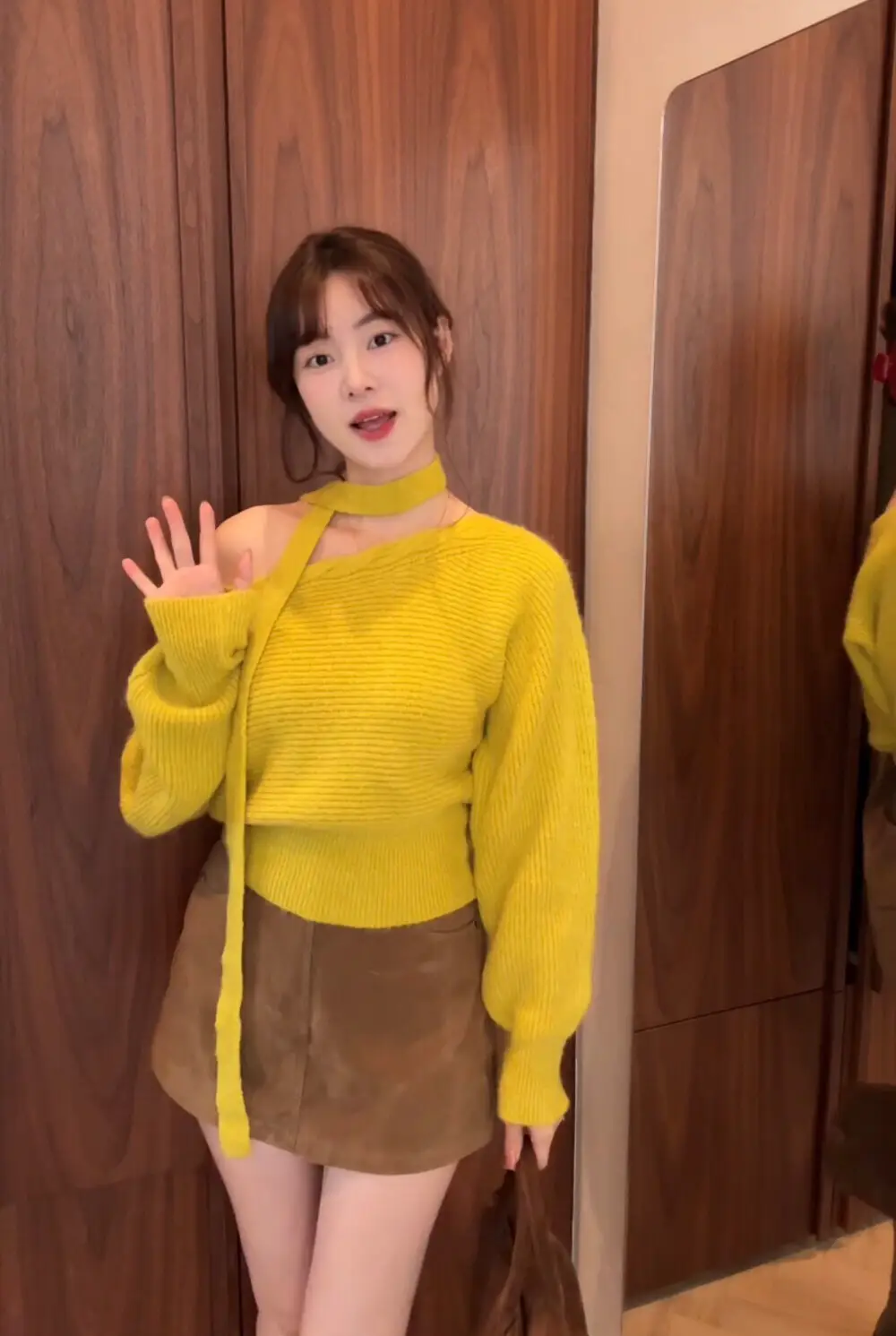 프렌치 오프숄더 원숄더 리본 니트 상세 이미지 3