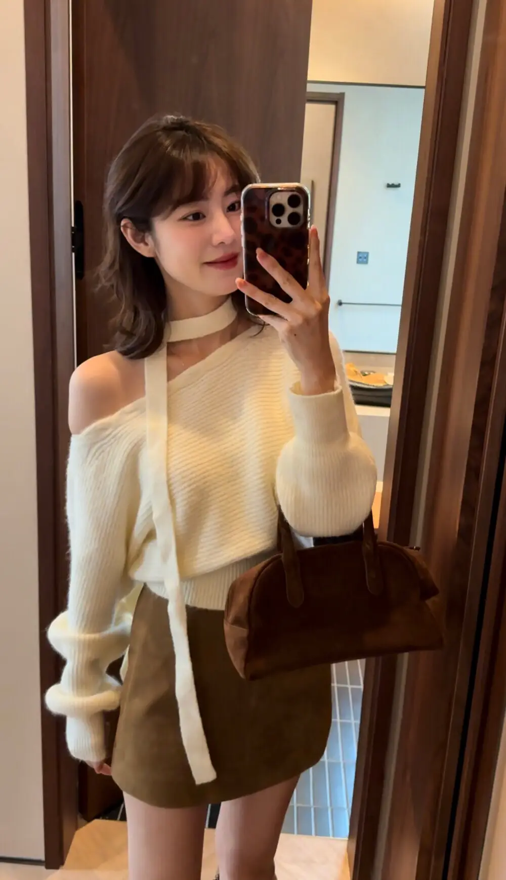 프렌치 오프숄더 원숄더 리본 니트 상세 이미지 5