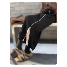 批发黑色直筒半身裙女秋冬季2025新款高腰显瘦拉链针织包臀裙紧身性感