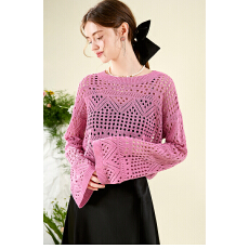批发慵懒风镂空针织衫内搭毛衣女2026春夏新款女装圆领套头上衣