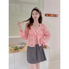 批发高级感镂空长袖针织开衫2026年时尚两件套吊带背心外搭<b class='q'>打底衫</b>外套