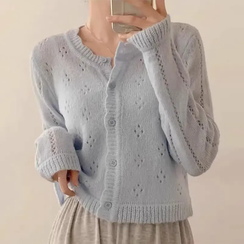 프릴 라운드넥 루즈핏 가디건 상세 이미지 1