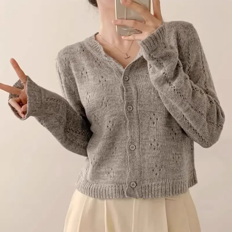 프릴 라운드넥 루즈핏 가디건 상세 이미지 3