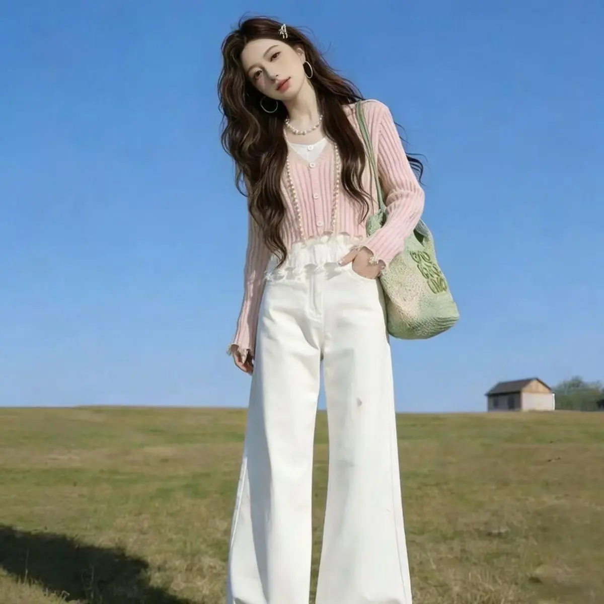 V넥 레이어드 가디건 상세 이미지 5